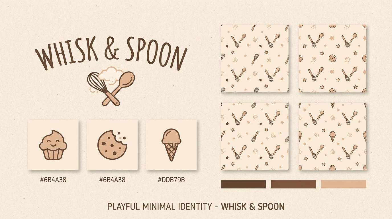 dessert branding in warm neutrals