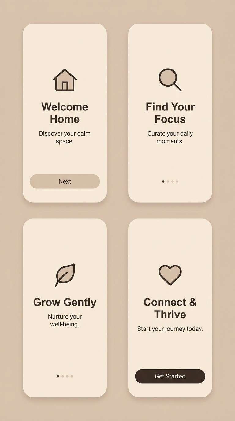 neutral onboarding ui screens