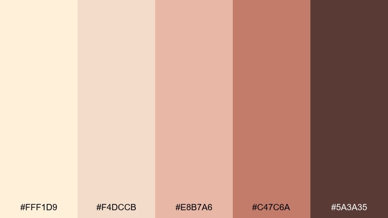 champagne blush cream color palette with hex codes