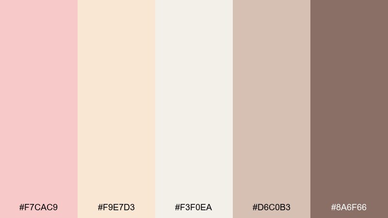 champagne blush rose quartz color palette with hex codes