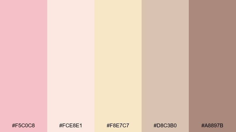 champagne glow bridal tea rose color palette with hex codes