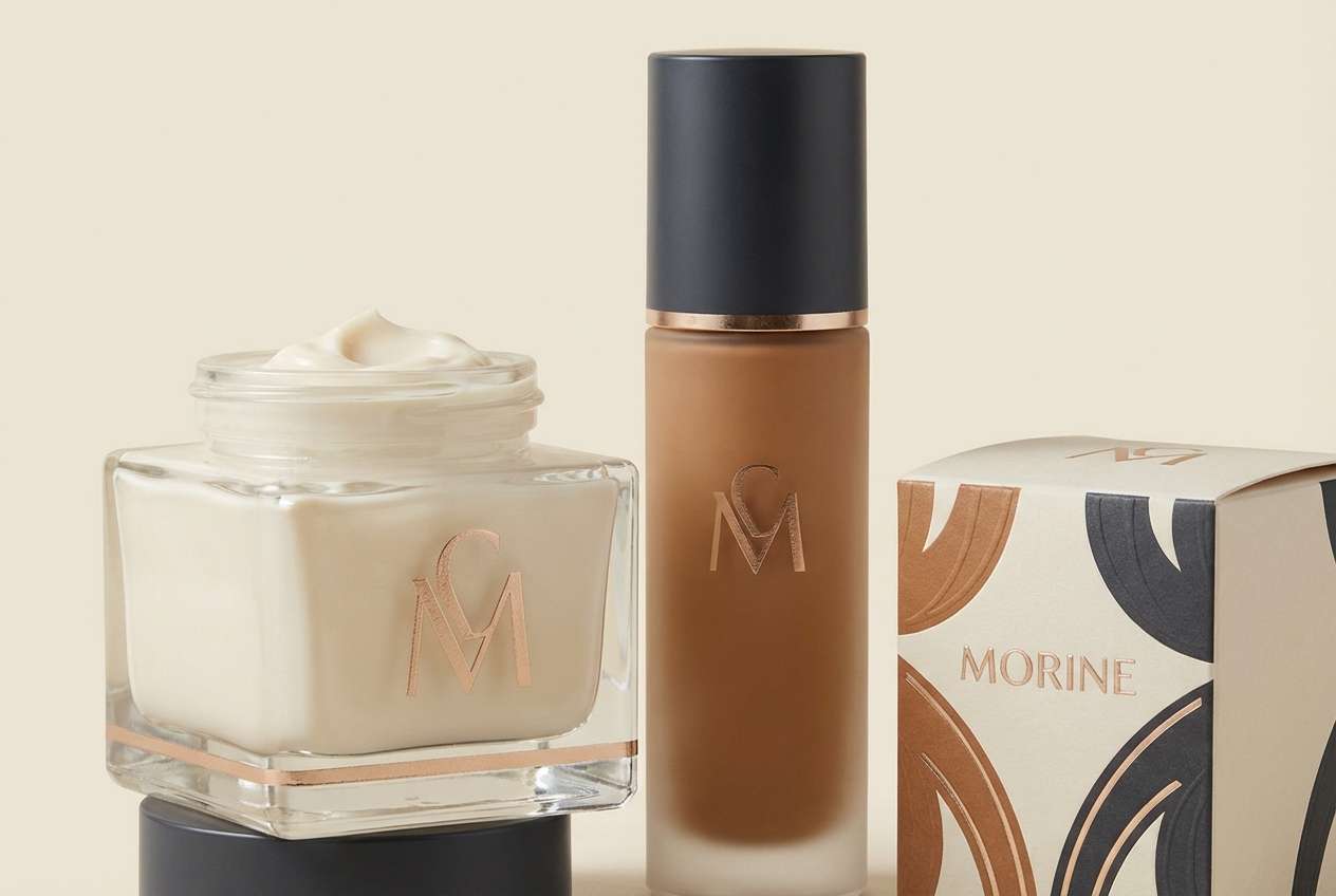 luxury cosmetic packaging in warm neutrals