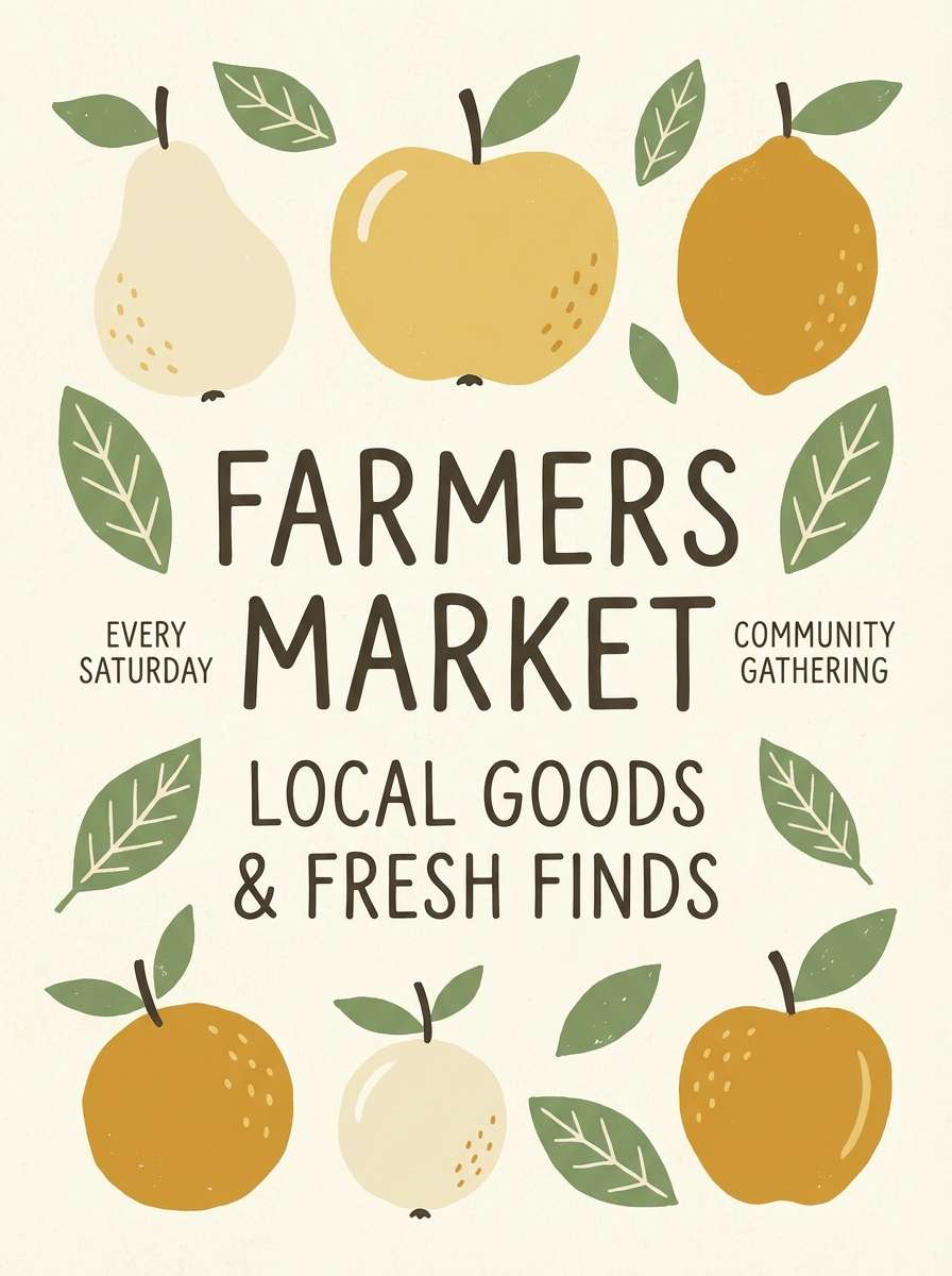 market poster in vanilla and green