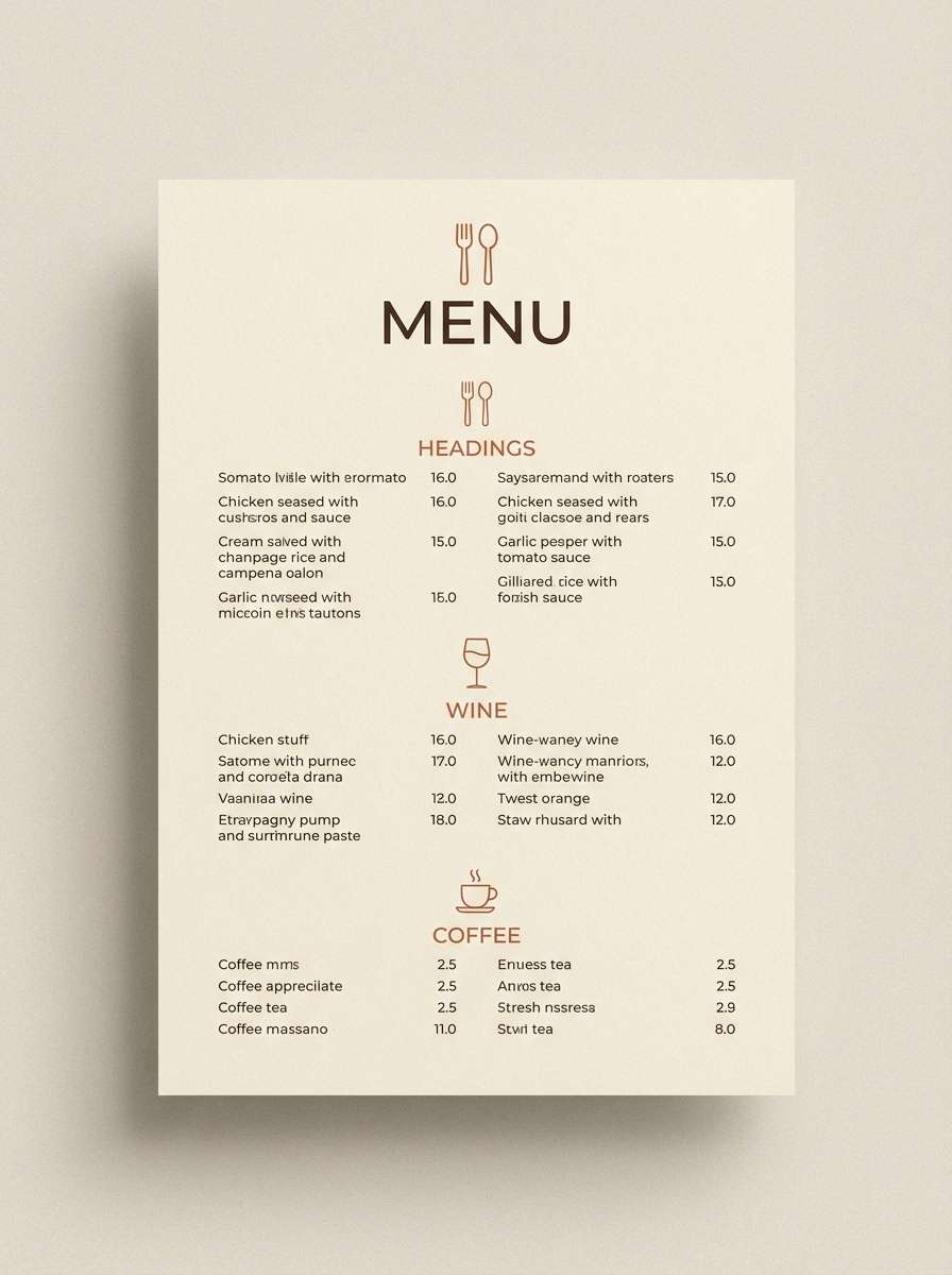 restaurant menu with terracotta accents