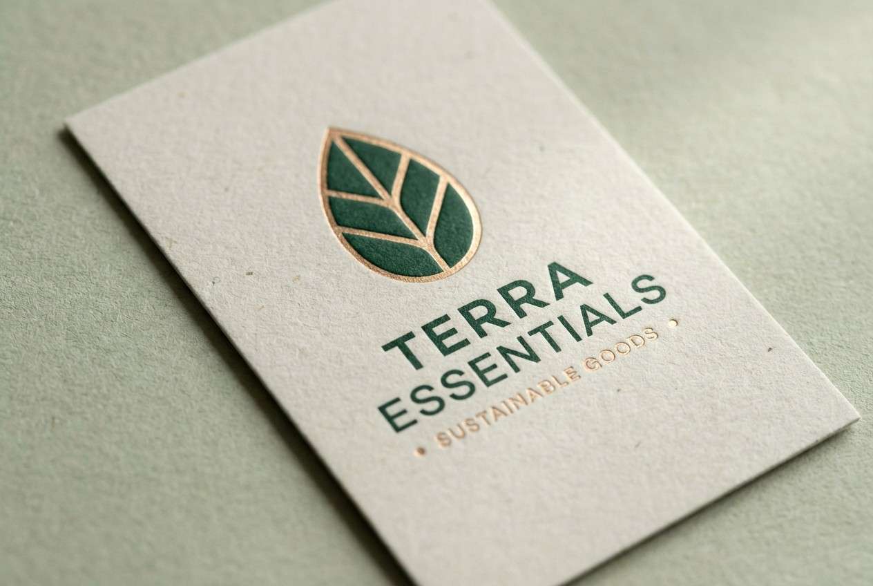 eco label in forest green and gold