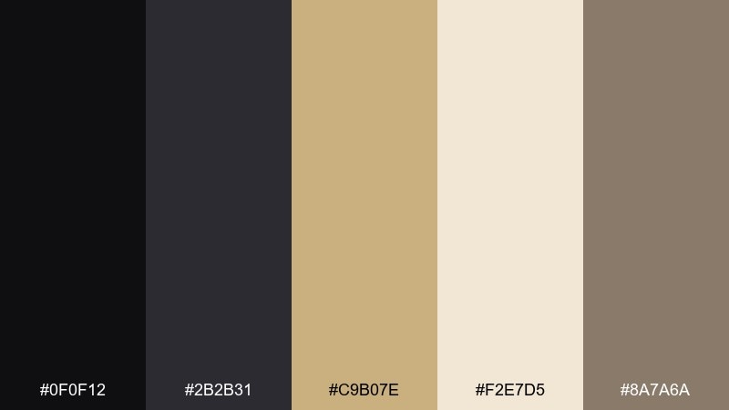 champagne noir art deco color palette with hex codes
