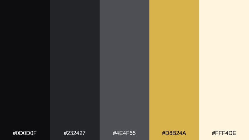 champagne onyx color palette with hex codes