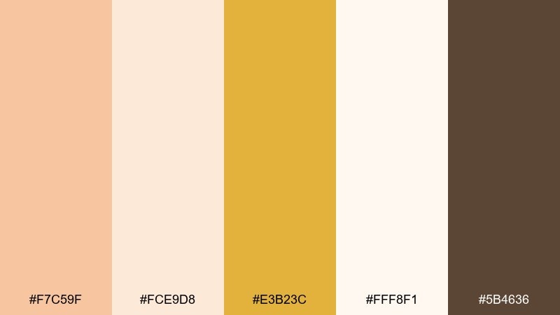 champagne orchard gold peach color palette with hex codes