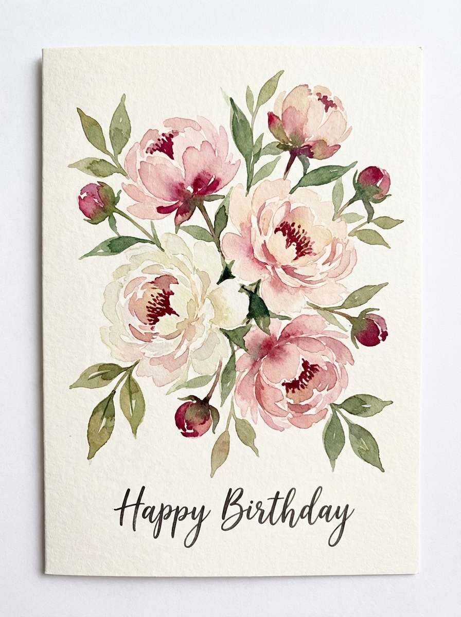 watercolor peony card