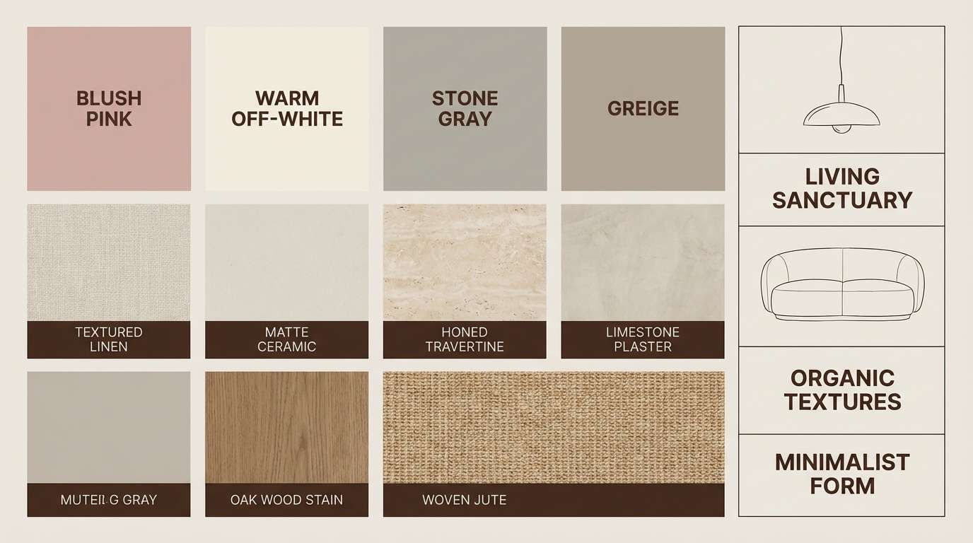 interior moodboard blush stone