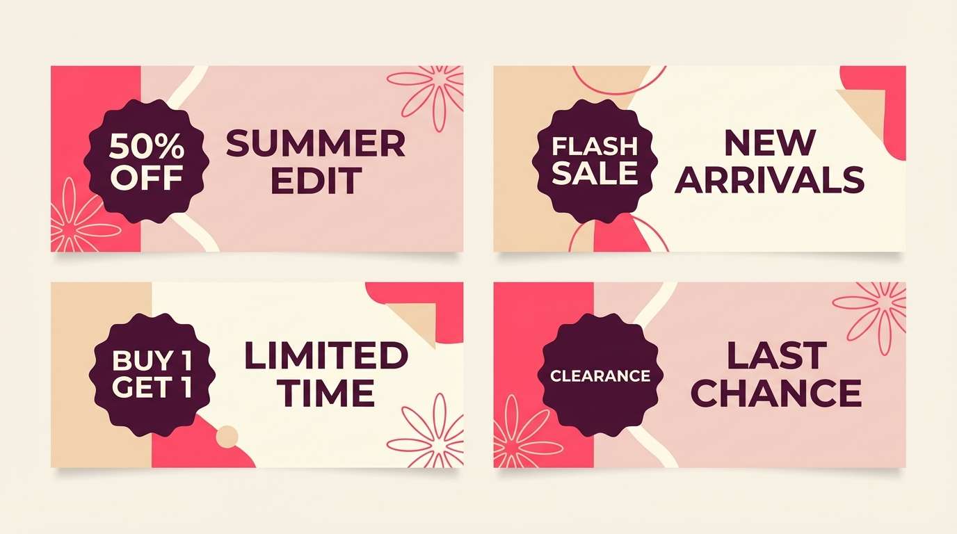 sale banners blush and rose