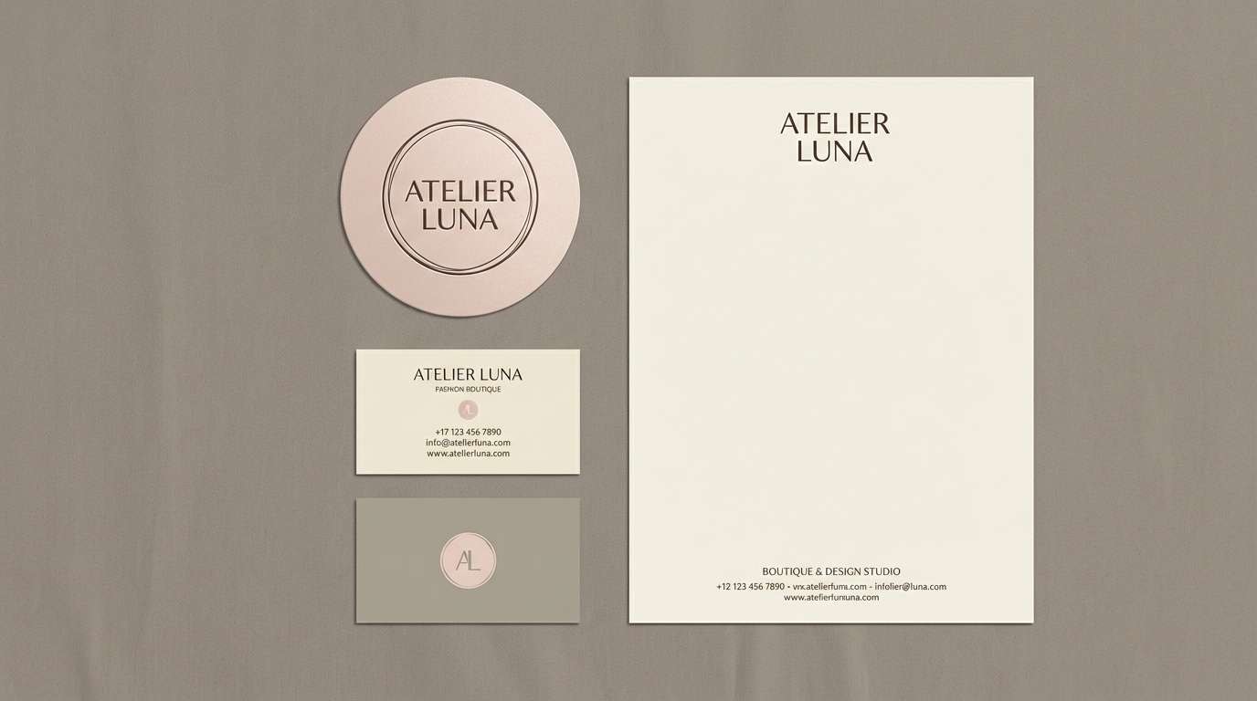 boutique stationery in blush neutrals