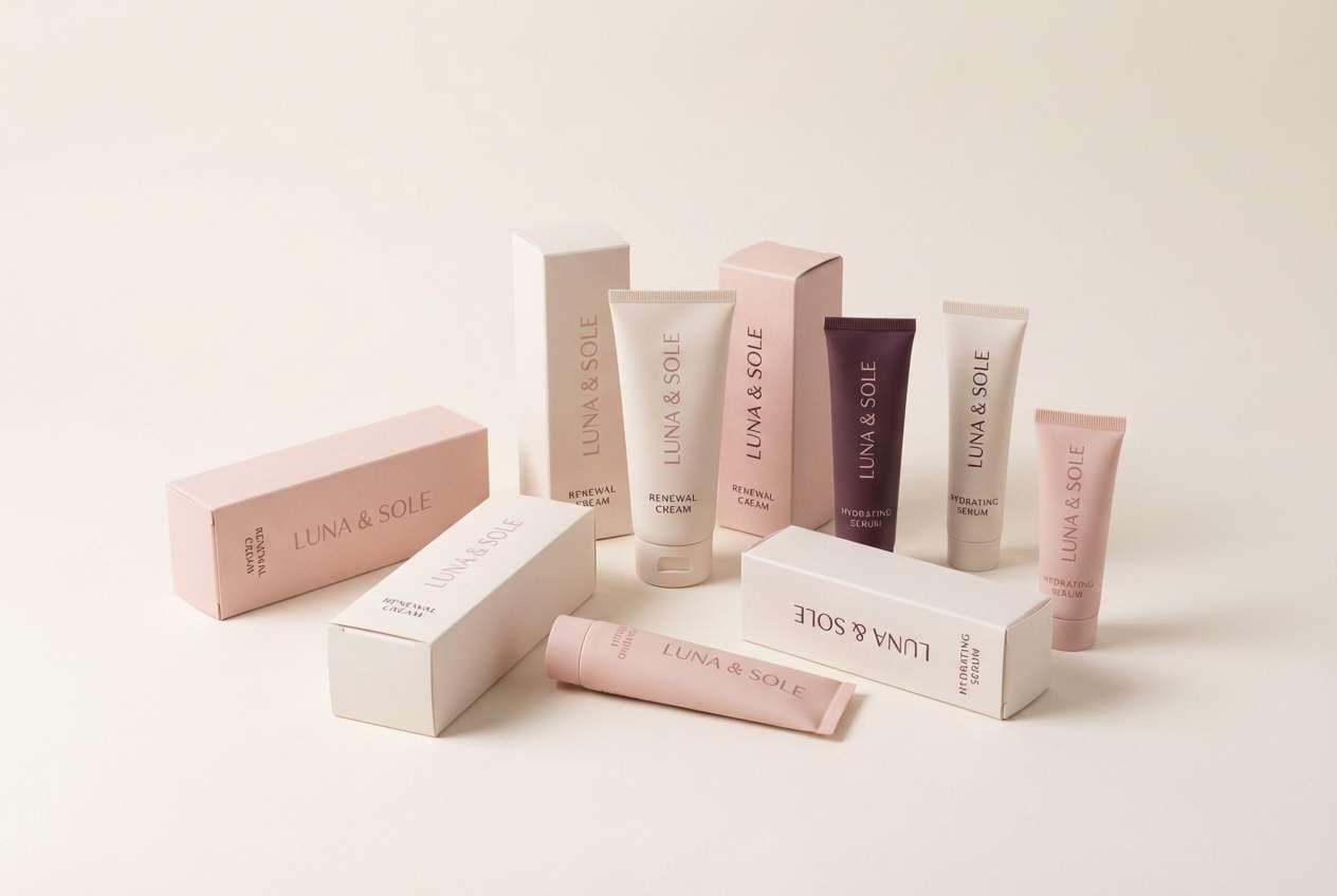 skincare packaging blush tones