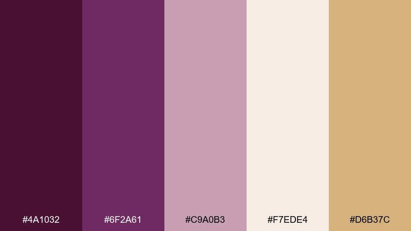 champagne plum purple wine color palette with hex codes