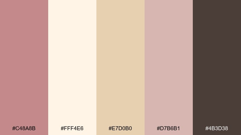champagne rose color palette with hex codes