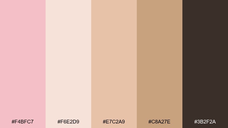 champagne rose color palette with hex codes