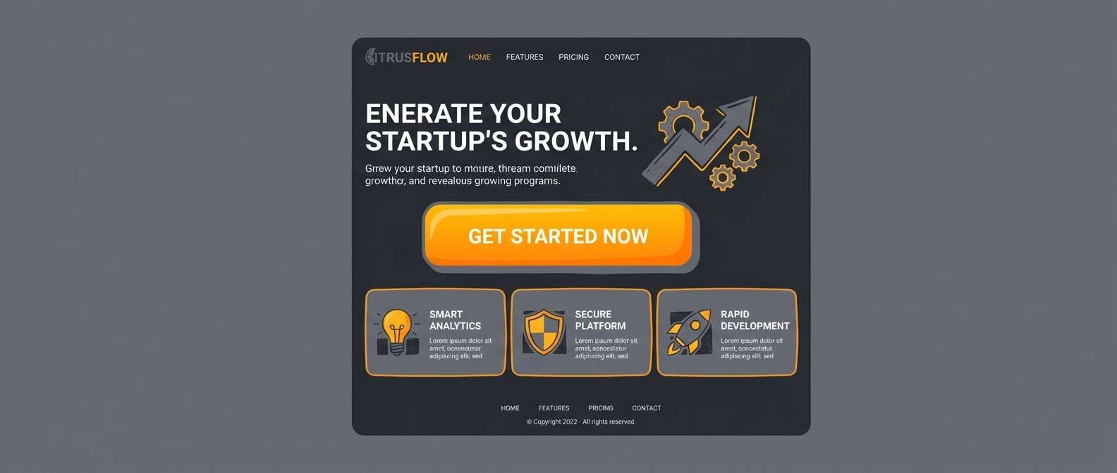 charcoal landing with amber cta