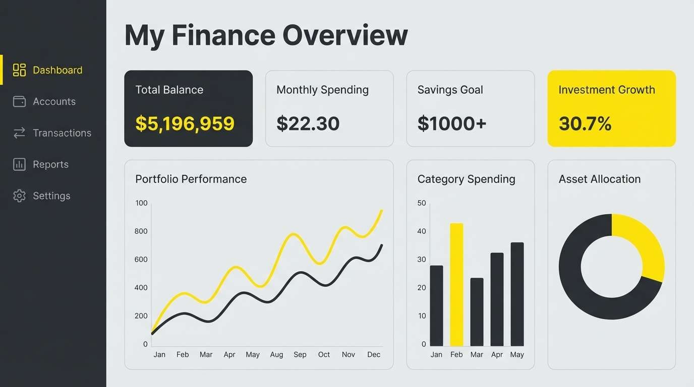 dashboard with lemon yellow highlights