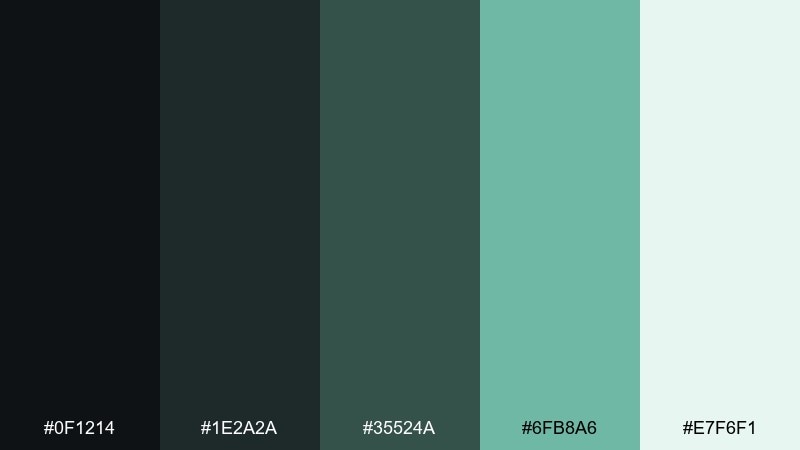 charcoal mint eclipse color palette with hex codes