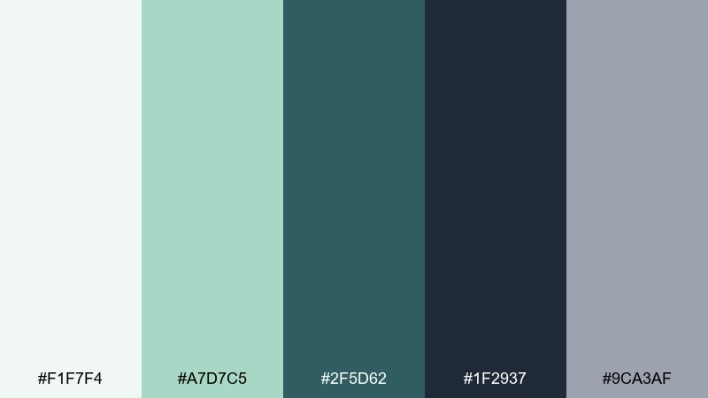 charcoal mint studio interior color scheme with hex codes