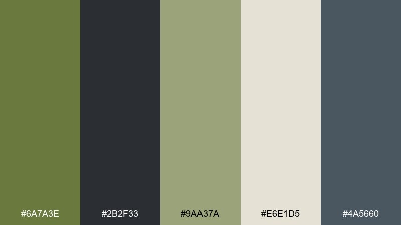 charcoal olive tech color palette with hex codes