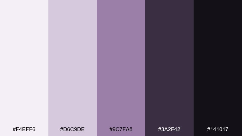 charcoal orchid elegant color palette with hex codes