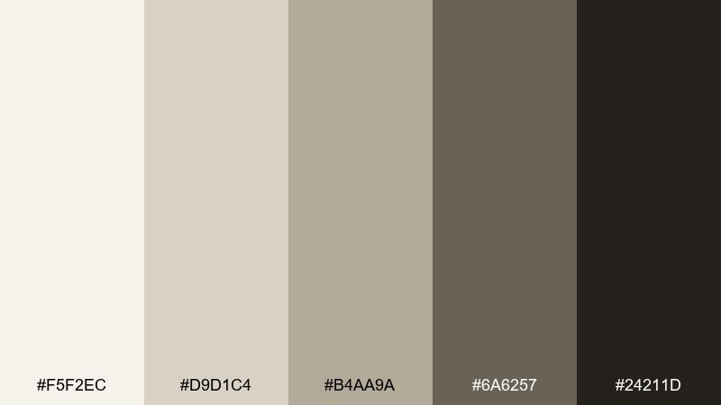charcoal sand neutral color palette with hex codes