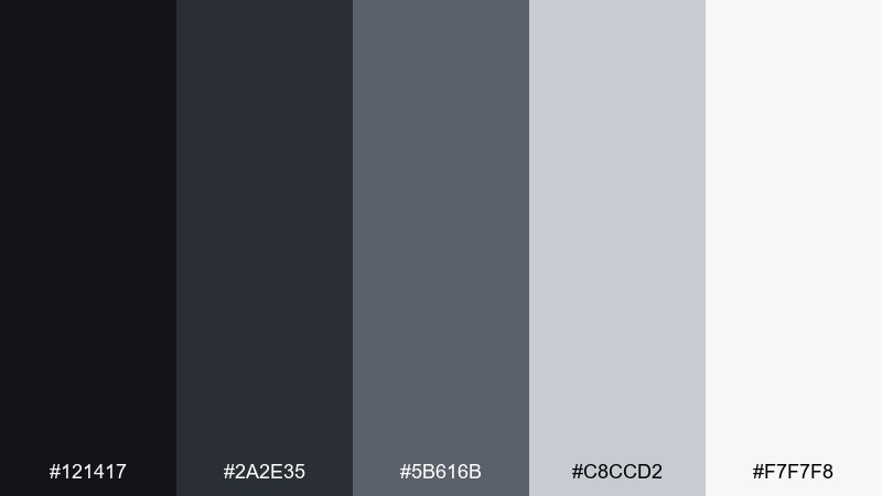 charcoal silk formal color palette with hex codes