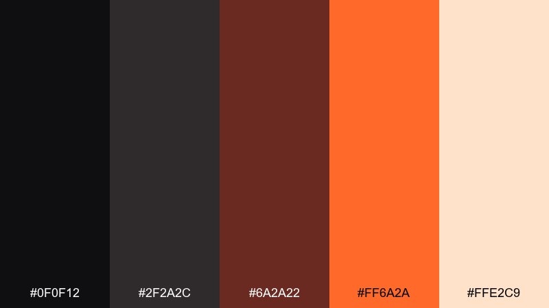 charcoal spark lava color palette with hex codes