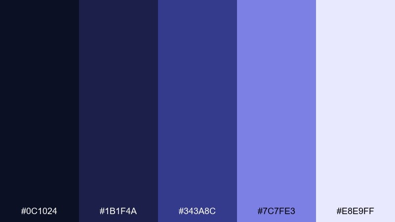 charged indigo thunderstorm color palette with hex codes