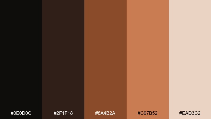 charred cedar and clay color palette with hex codes