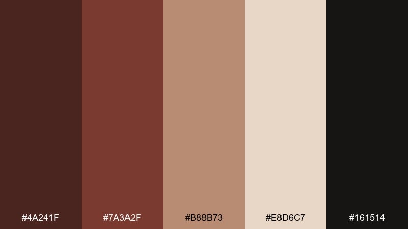 charred cedar burnt umber color palette with hex codes