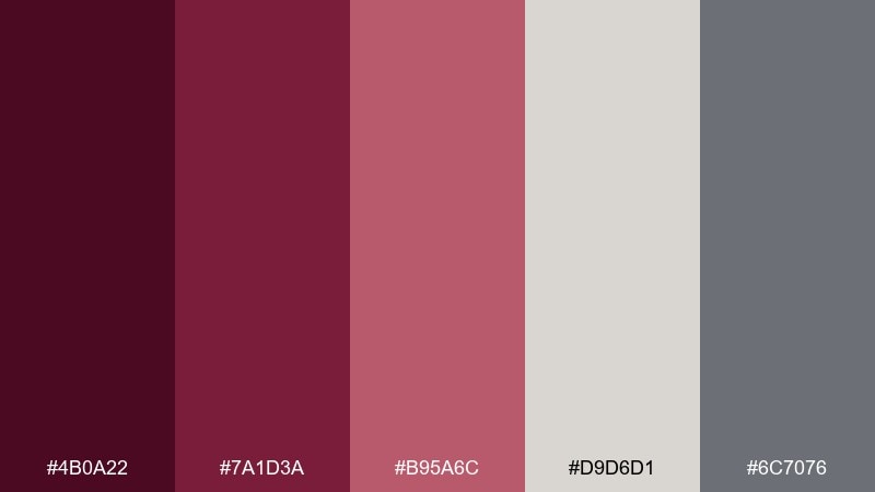 charred cherry & stone color palette with hex codes