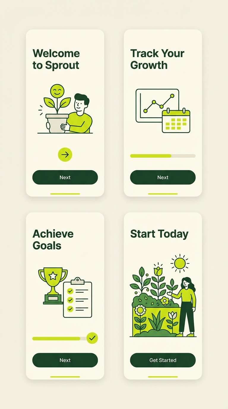 chartreuse cream onboarding ui