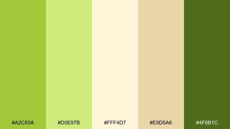 chartreuse cream pop green cream color palette with hex codes