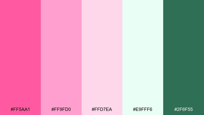 cherry blossom pop pink flamingo color palette with hex codes