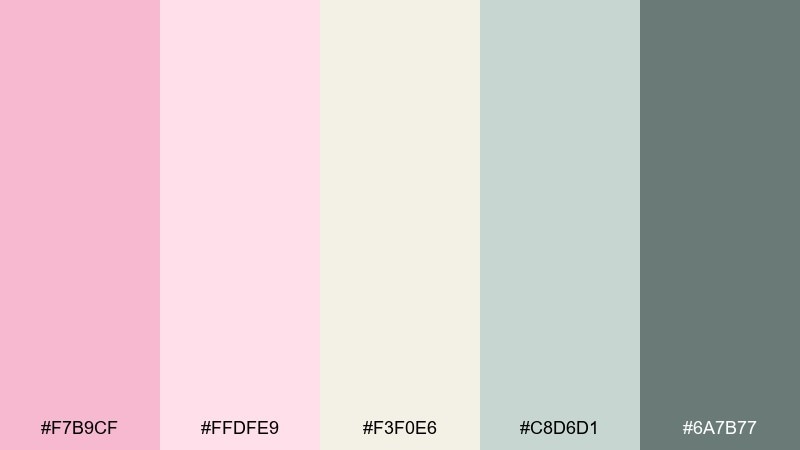 cherry blossom tea color palette with hex codes
