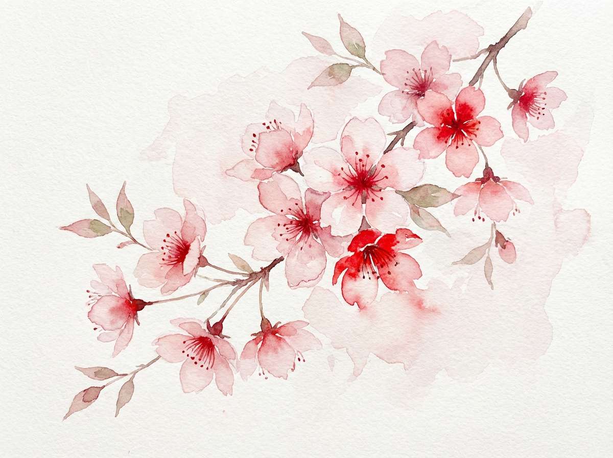 cherry blossom watercolor print