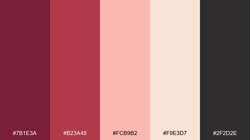 cherry cola picnic color palette with hex codes
