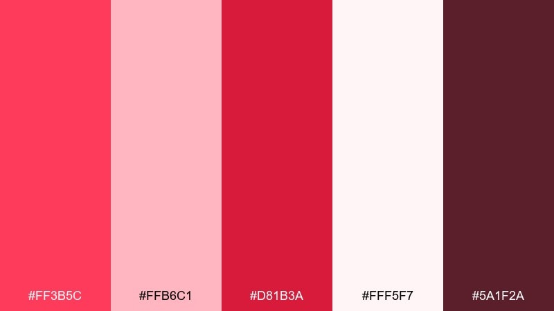 cherry cream love color palette with hex codes