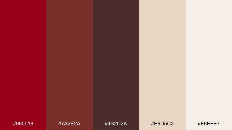 cherry mocha comfort carmine color palette with hex codes