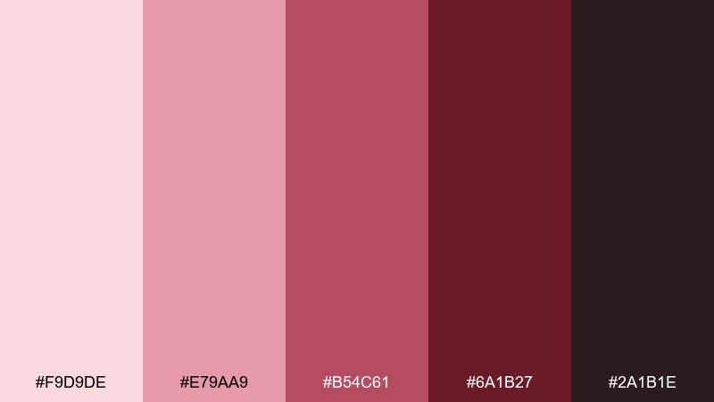 cherry truffle pink maroon color palette with hex codes