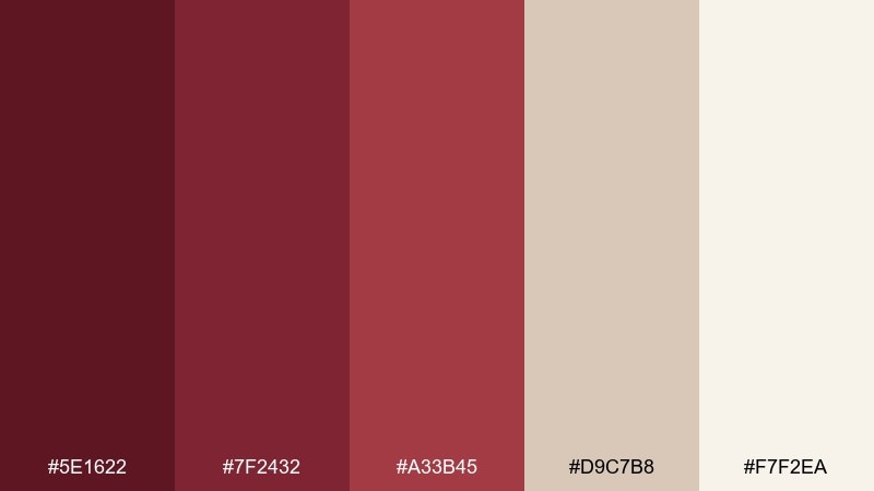 cherrywood neutrals red burgundy color palette with hex codes