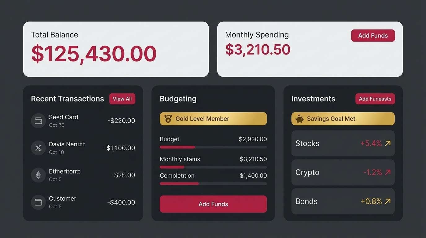 crimson charcoal finance ui