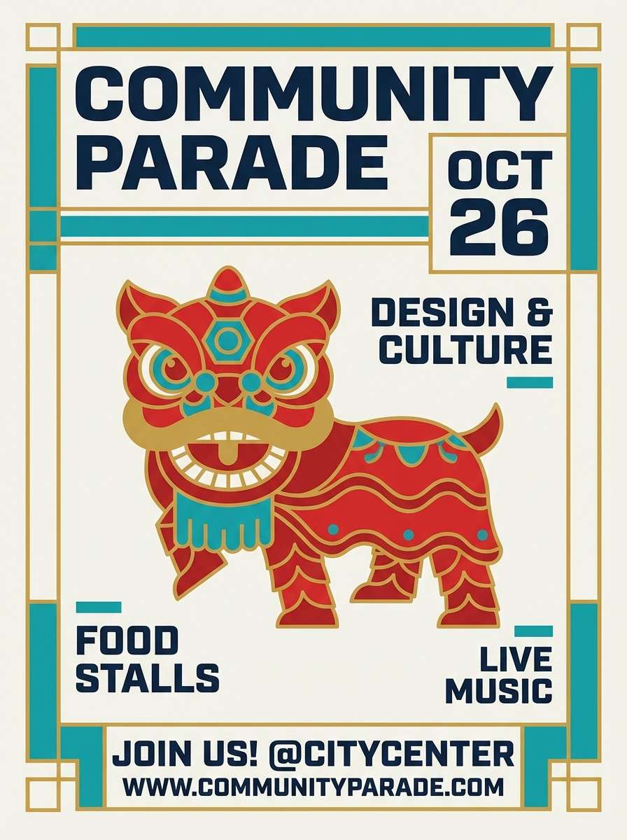 lion dance parade flyer