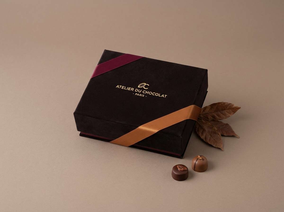 chocolate box in bordeaux toffee