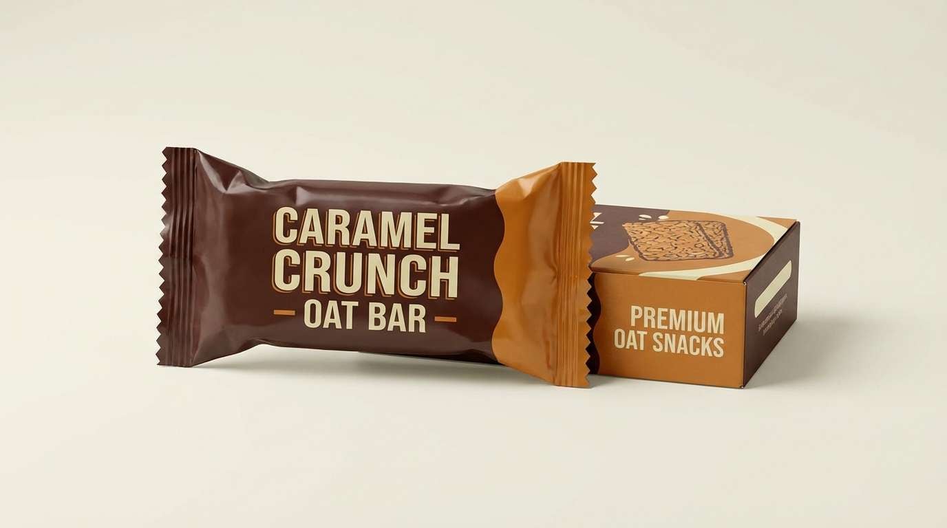 snack ad in caramel browns