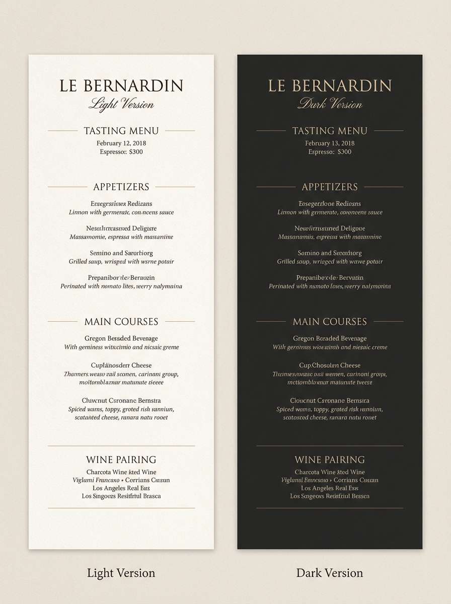 restaurant menu in noir browns