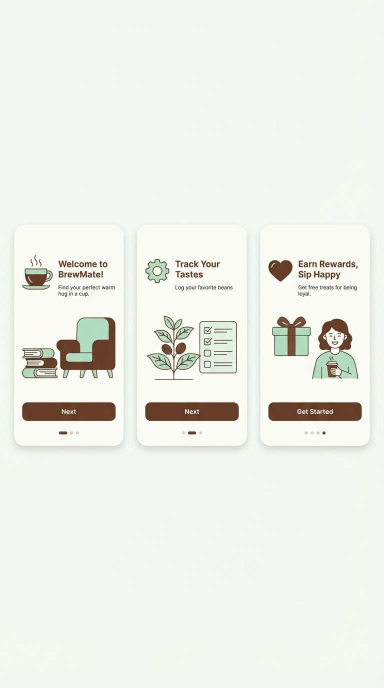 onboarding ui in brown and mint