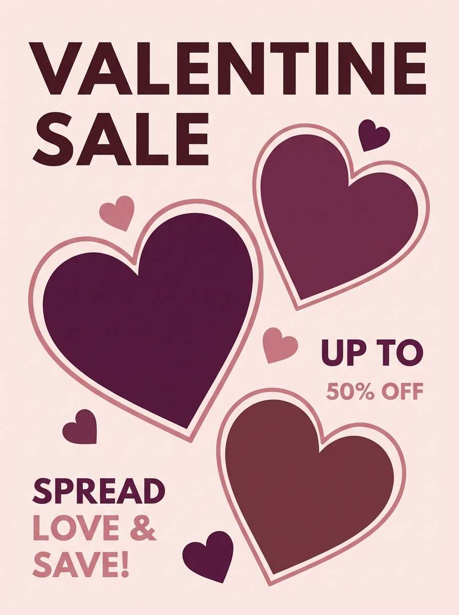 valentine poster in berry browns